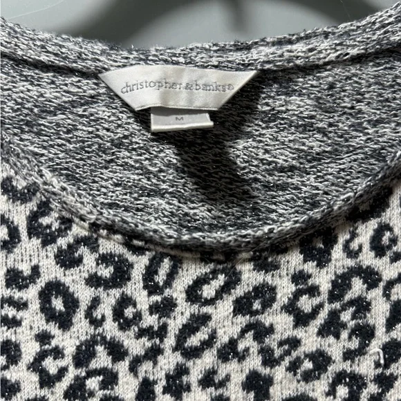 Christopher & Banks Black and White Leopard Print Sweatshirt - Picture 3 of 4